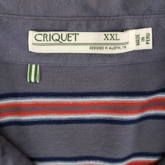 Criquet Golf Polo Shirt Mens 2XL Gray Red Striped Organic Cotton 4‎ Button - Picture 5 of 6